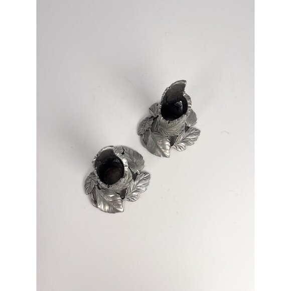 Vintage Seagull pewter tapered candle holder set - with wrapped leaves motif - Picture 4 of 7
